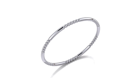 Mixed Beaded Ball Stacker Ring in 14k White Gold