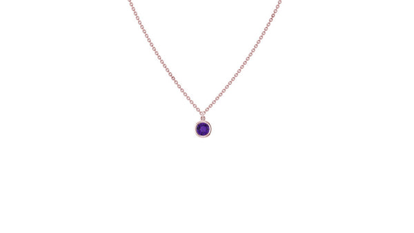 February Amethyst Birthstone Necklace in 14kt Gold