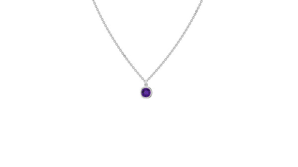 February Amethyst Birthstone Necklace in 14kt Gold