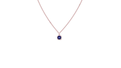 September Blue Sapphire Birthstone Necklace in 14kt Rose Gold