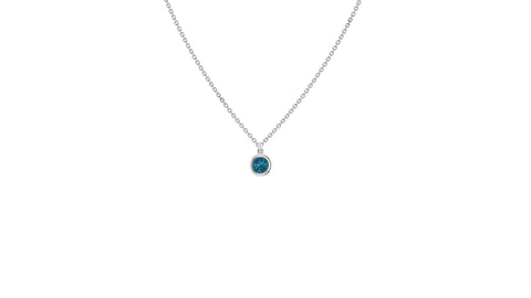 London Blue Topaz Necklace in 14kt White Gold