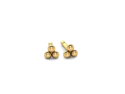 Triangle Cluster Sphere Studs in 14kt Yellow Gold