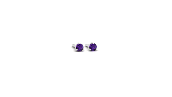 14kt Gold Mini Amethyst Studs
