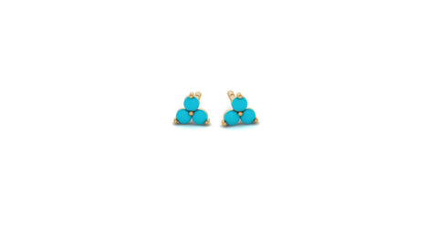 Mini Turquoise Lotus Studs in 14kt Gold