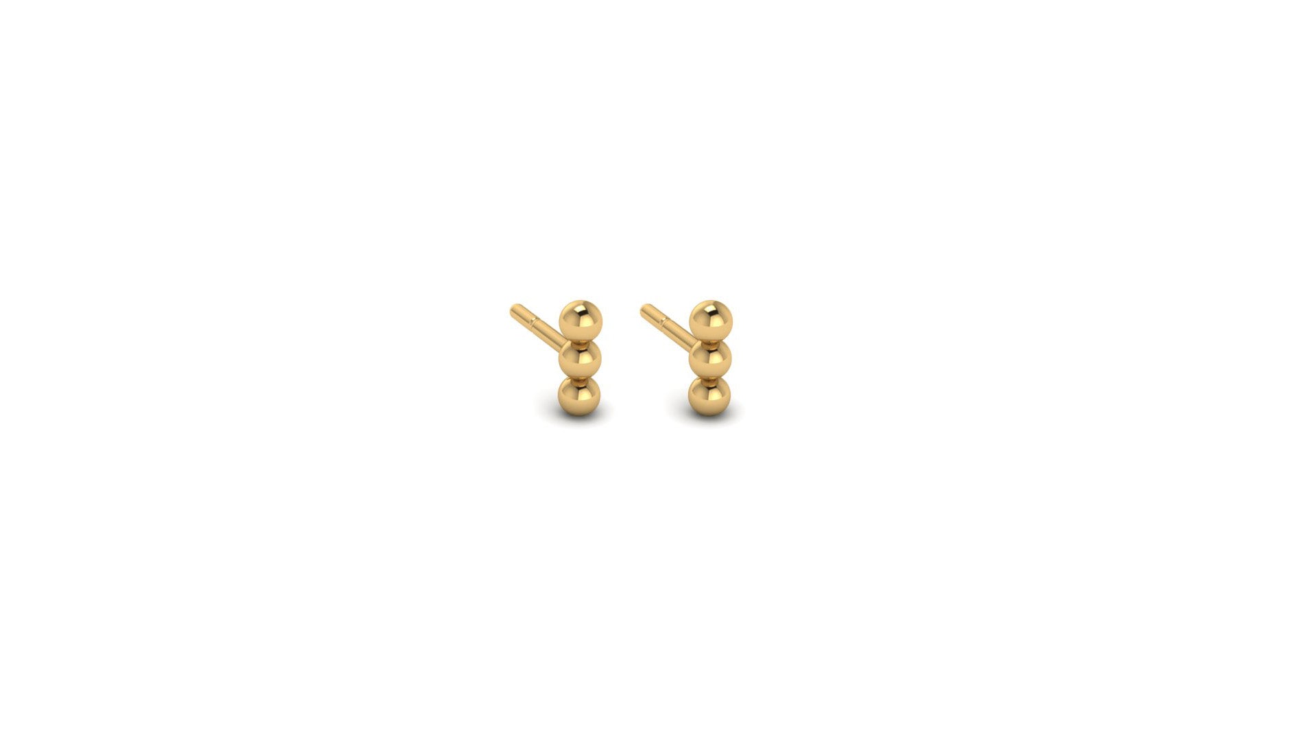 Bar Sphere Studs in 14kt Yellow Gold
