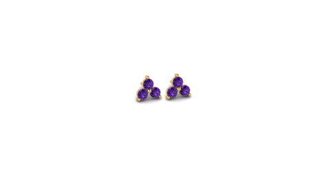 Mini Amethyst Lotus Studs in 14kt Gold