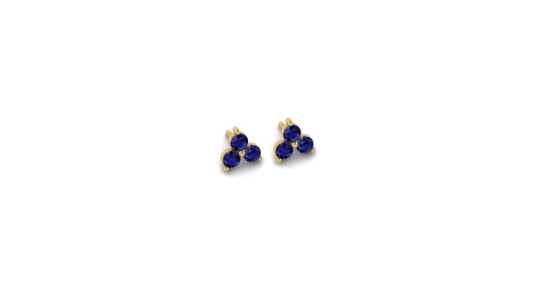 Mini Blue Sapphire Lotus Studs in 14kt Gold