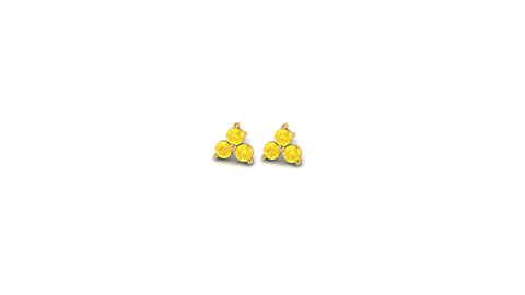 Mini Citrine Lotus Studs in 14kt Yellow Gold