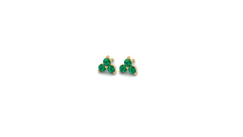 Mini Emerald Lotus Studs in 14kt Gold