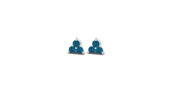 Mini London Blue Topaz Lotus Studs in 14kt White Gold