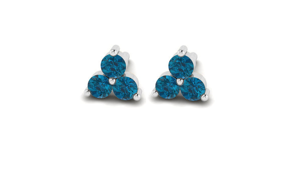 Mini London Blue Topaz Lotus Studs in 14kt White Gold