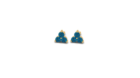 Mini London Blue Topaz Lotus Studs in 14kt Yellow Gold