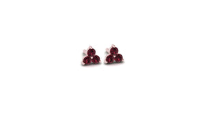 Mini Garnet Lotus Studs in 14kt Rose Gold