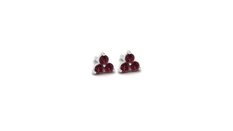 Mini Garnet Lotus Studs in 14kt White Gold