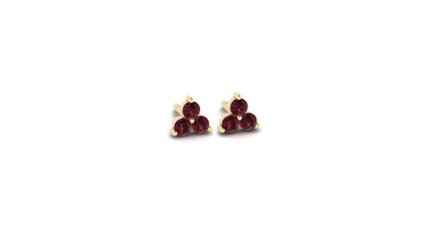 Mini Garnet Lotus Studs in 14kt Yellow Gold