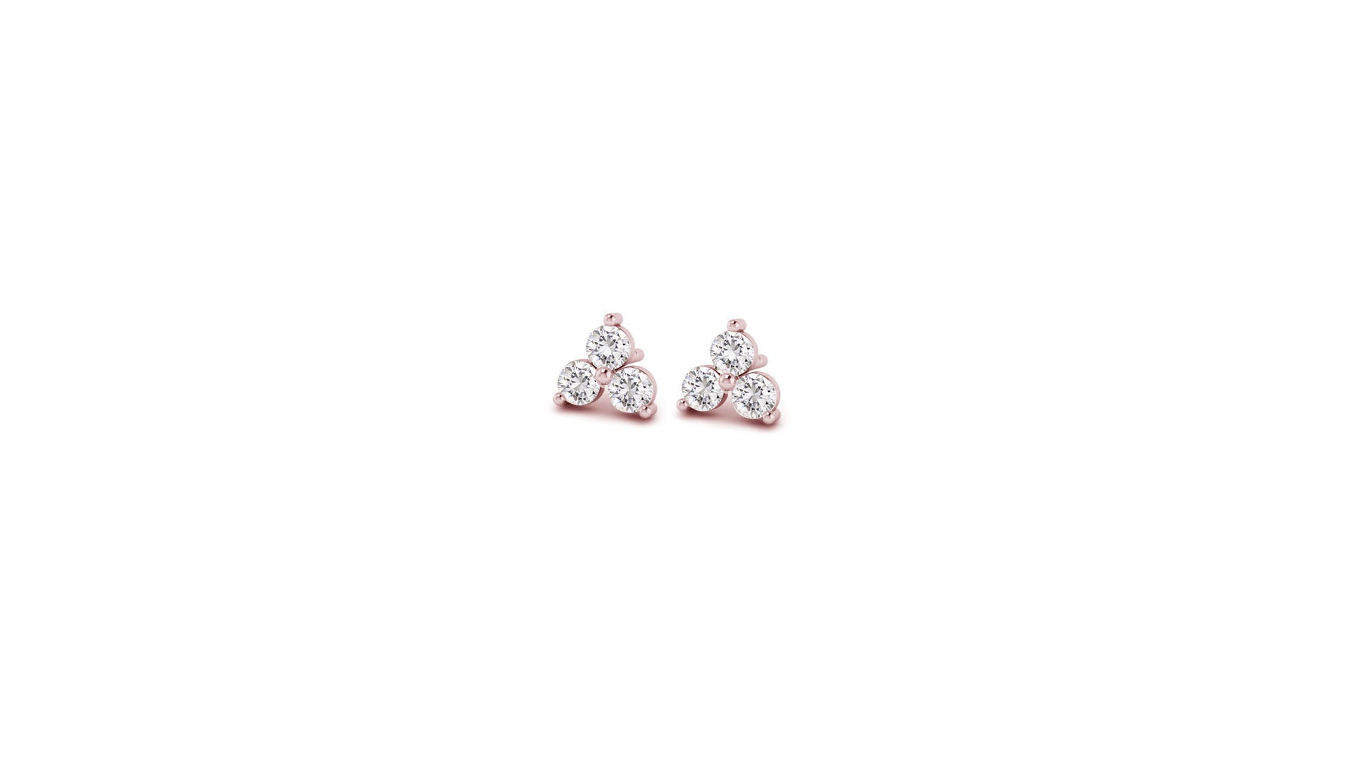 Mini Lotus Diamond Studs in 14kt Rose Gold