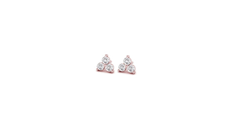 Mini Lotus Diamond Studs in 14kt Rose Gold
