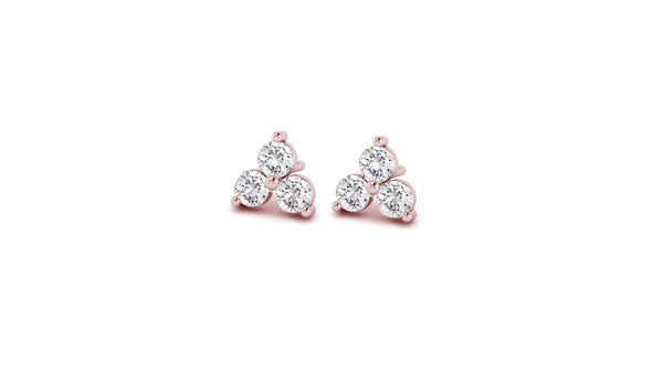 Mini Lotus Diamond Studs in 14kt Rose Gold