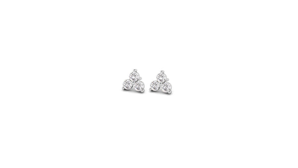 Mini Lotus Diamond Studs in 14kt White Gold