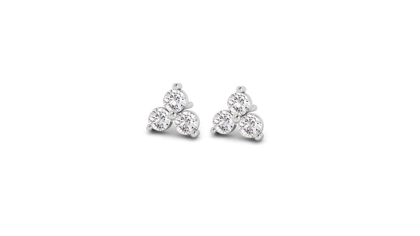 Mini Lotus Diamond Studs in 14kt White Gold
