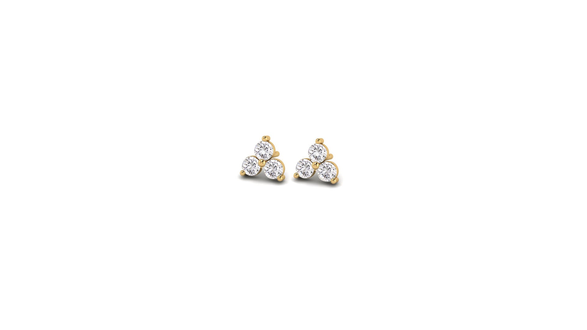 Mini Lotus Diamond Studs in 14kt Yellow Gold
