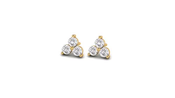 Mini Lotus Diamond Studs in 14kt Yellow Gold