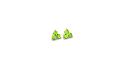 Mini Peridot Lotus Studs in 14kt Gold