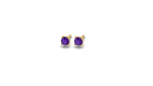 Mini Amethyst Studs in 14kt Gold