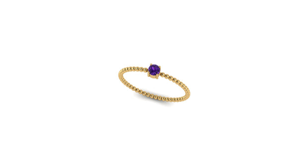 Amethyst Beaded Ring in 14k Yellow Gold