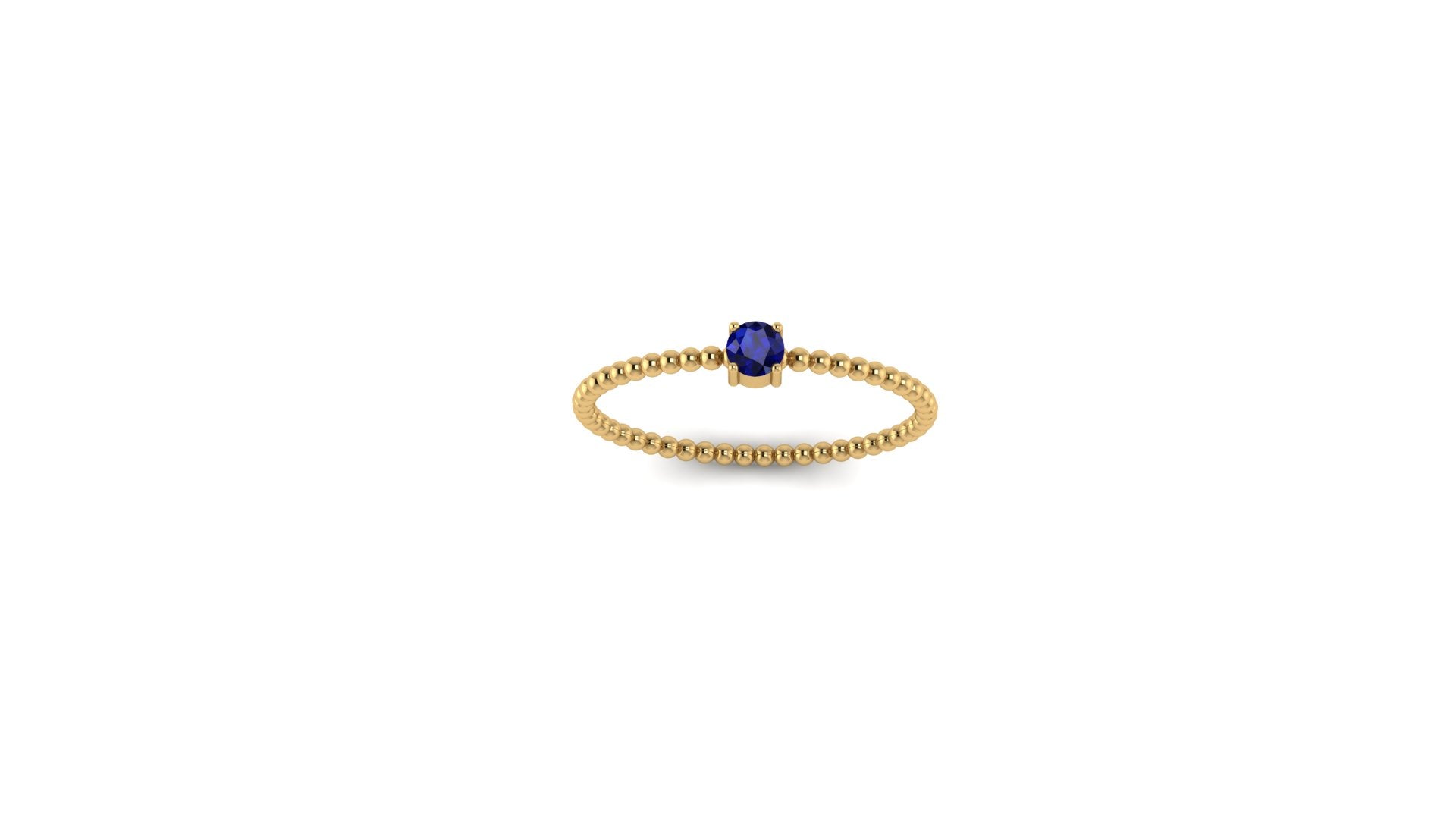 Blue Sapphire Beaded Ring in 14k Yellow Gold