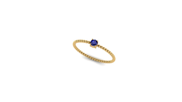 Blue Sapphire Beaded Ring in 14k Yellow Gold