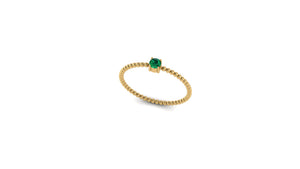 Emerald Beaded Ring in 14k Yellow Gold