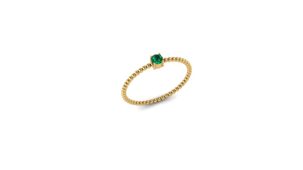 Emerald Beaded Ring in 14k Yellow Gold