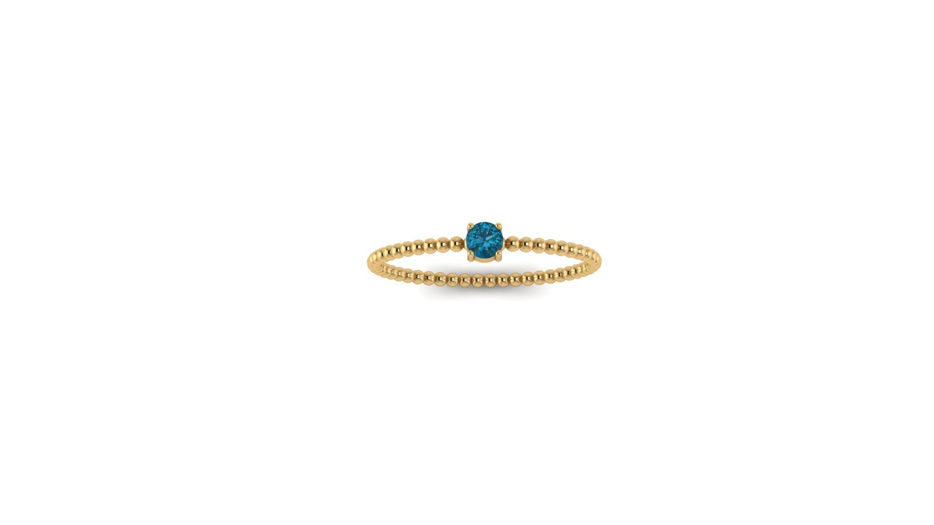 London Blue Topaz Beaded Ring in 14k Yellow Gold