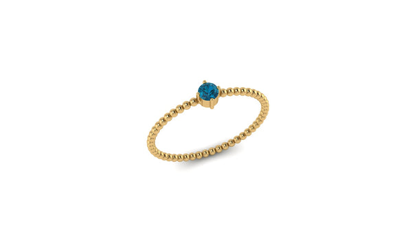 Round London Blue Topaz Beaded Ring in 14k Yellow Gold