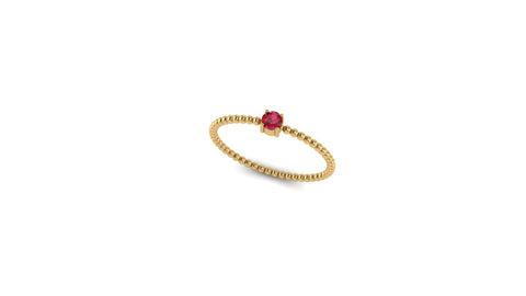 Ruby Beaded Ring in 14k Yellow Gold