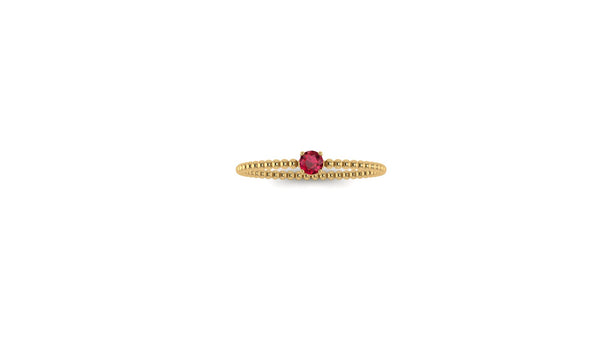 Ruby Beaded Ring in 14k Yellow Gold