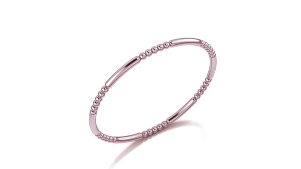 Mixed Beaded Ball Stacker Ring in 14k Rose Gold