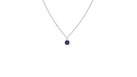 September Blue Sapphire Birthstone Necklace in 14kt White Gold