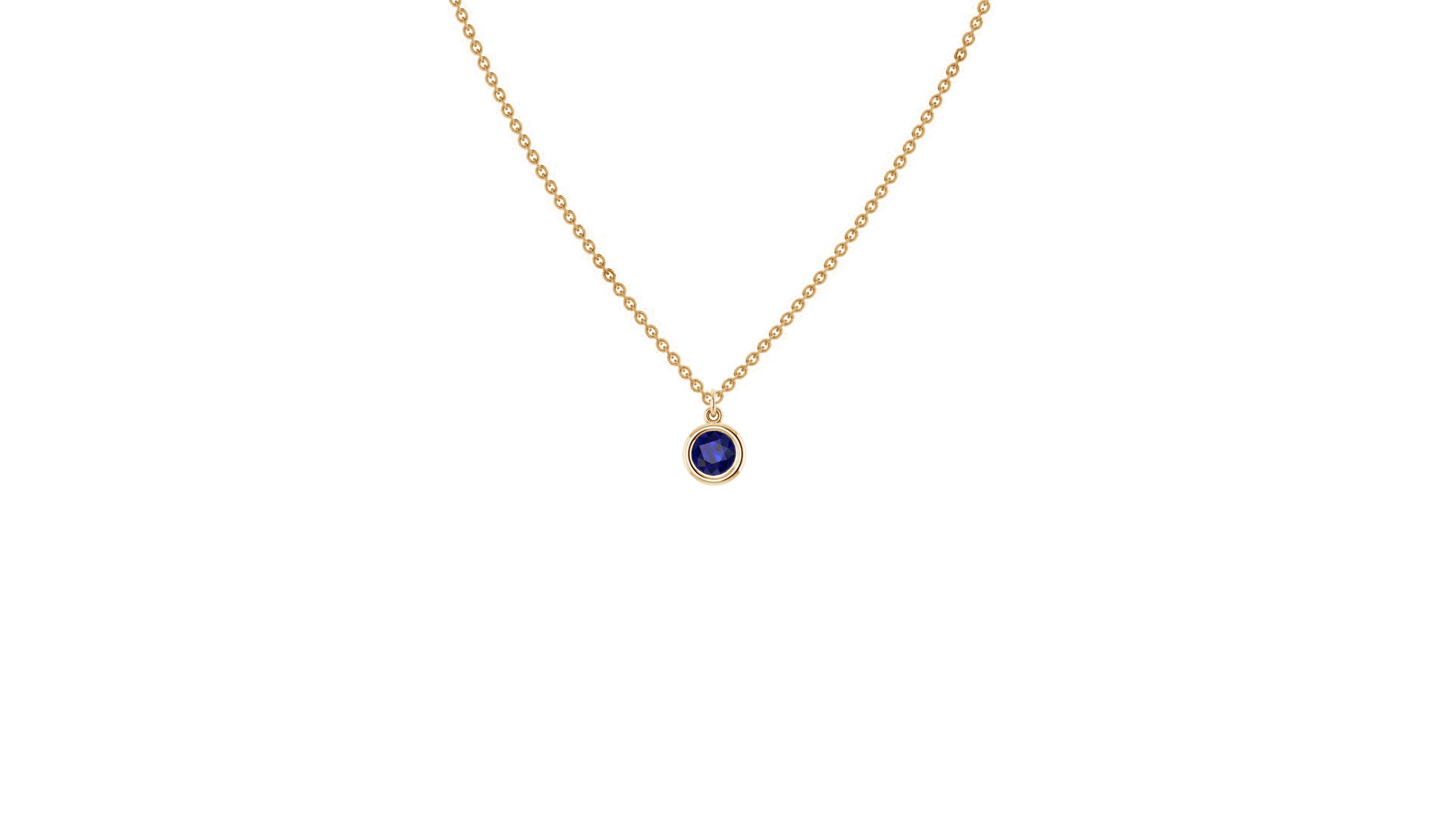 September Blue Sapphire Birthstone Necklace in 14kt Yellow Gold