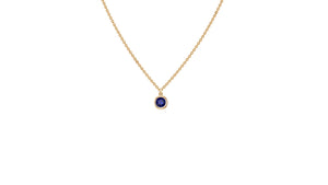 September Blue Sapphire Birthstone Necklace in 14kt Yellow Gold