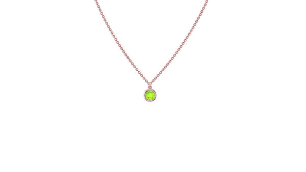 August Peridot Birthstone Necklace in 14kt Gold