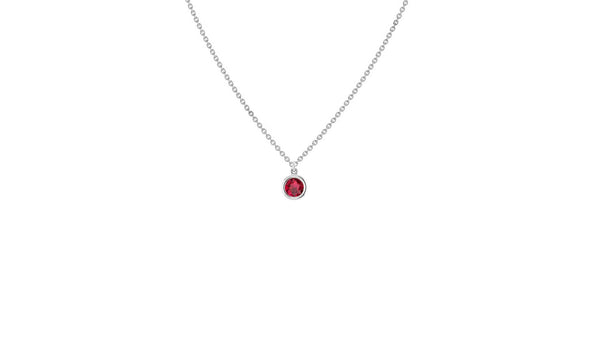 July Ruby Birthstone Necklace in 14kt Gold