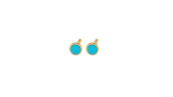 Cabochon Turquoise Studs in 14kt Gold