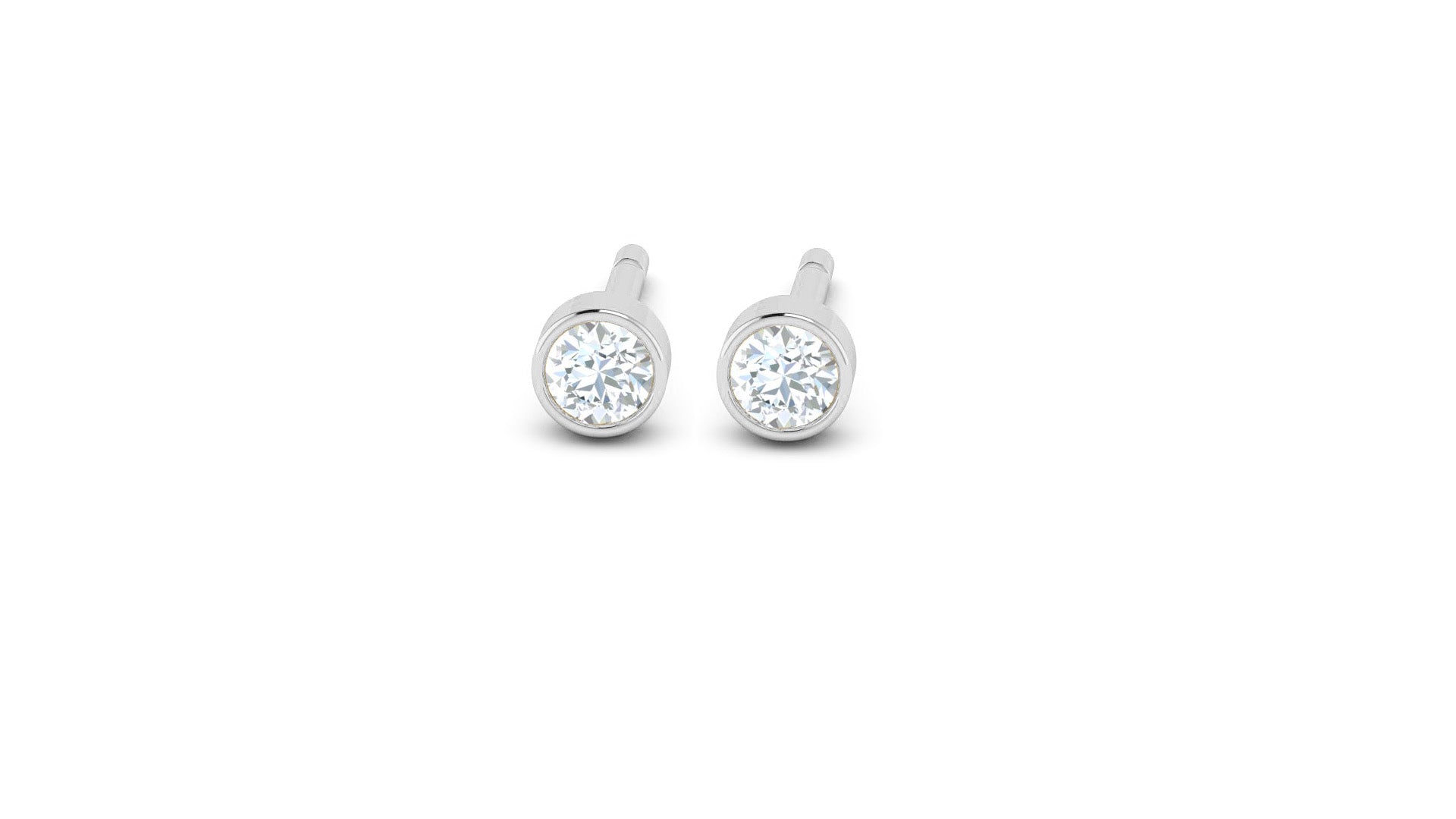 Petite Diamond Bezel Set Studs in 14kt white Gold