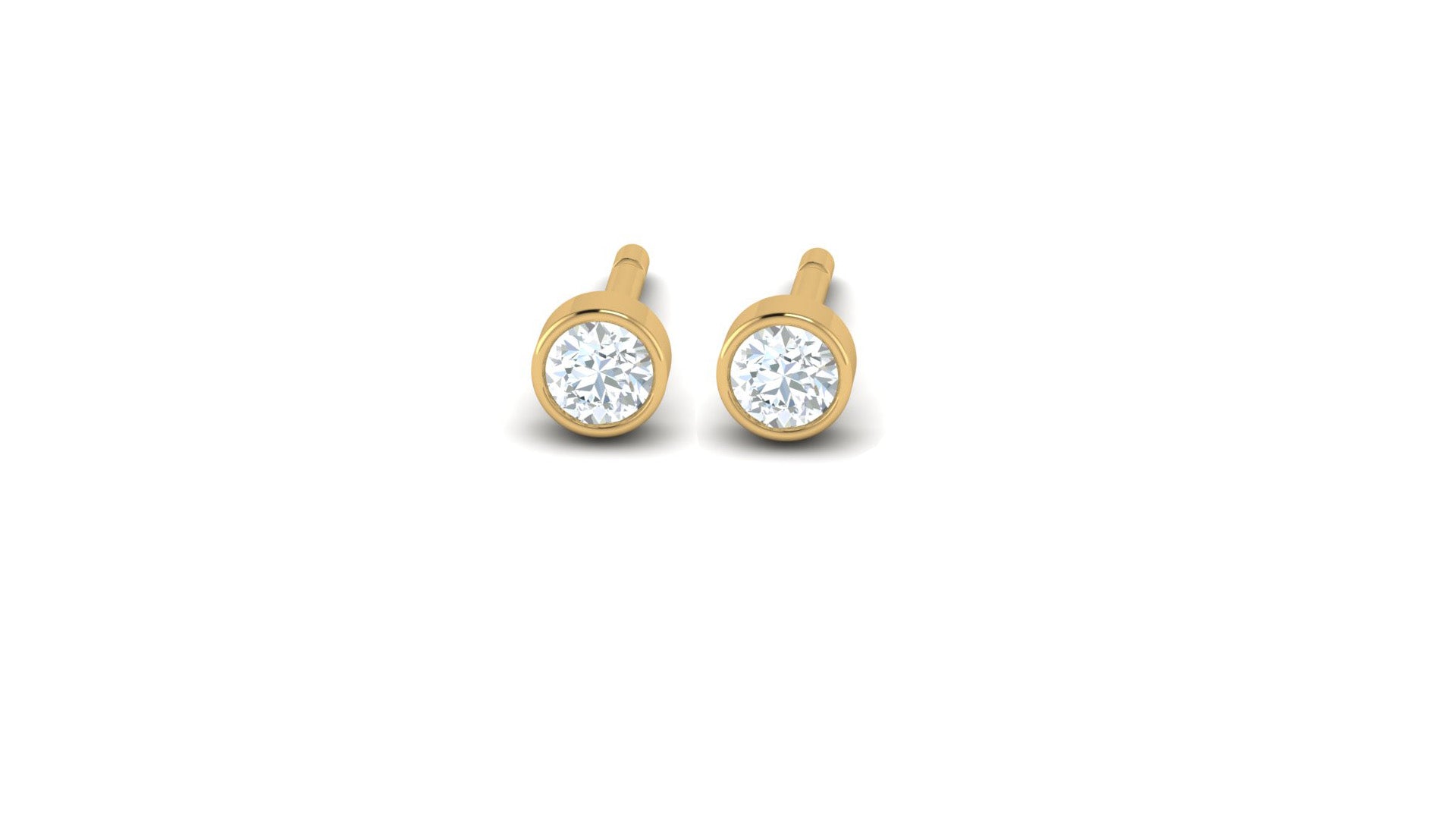 Petite Diamond Bezel Set Studs in 14kt Yellow Gold