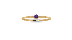 Hammered 14kt Yellow Gold Solo Amethyst Ring