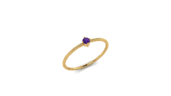 Solo Amethyst Ring in Hammered 14kt Yellow Gold