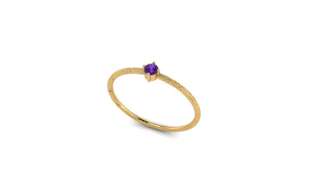 Solo Amethyst Ring in Hammered 14kt Yellow Gold