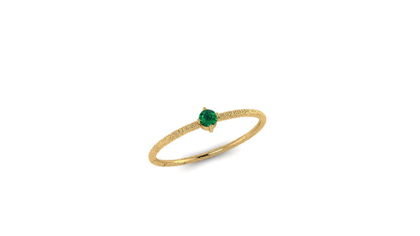 Solo Emerald Ring in Hammered 14kt Yellow Gold